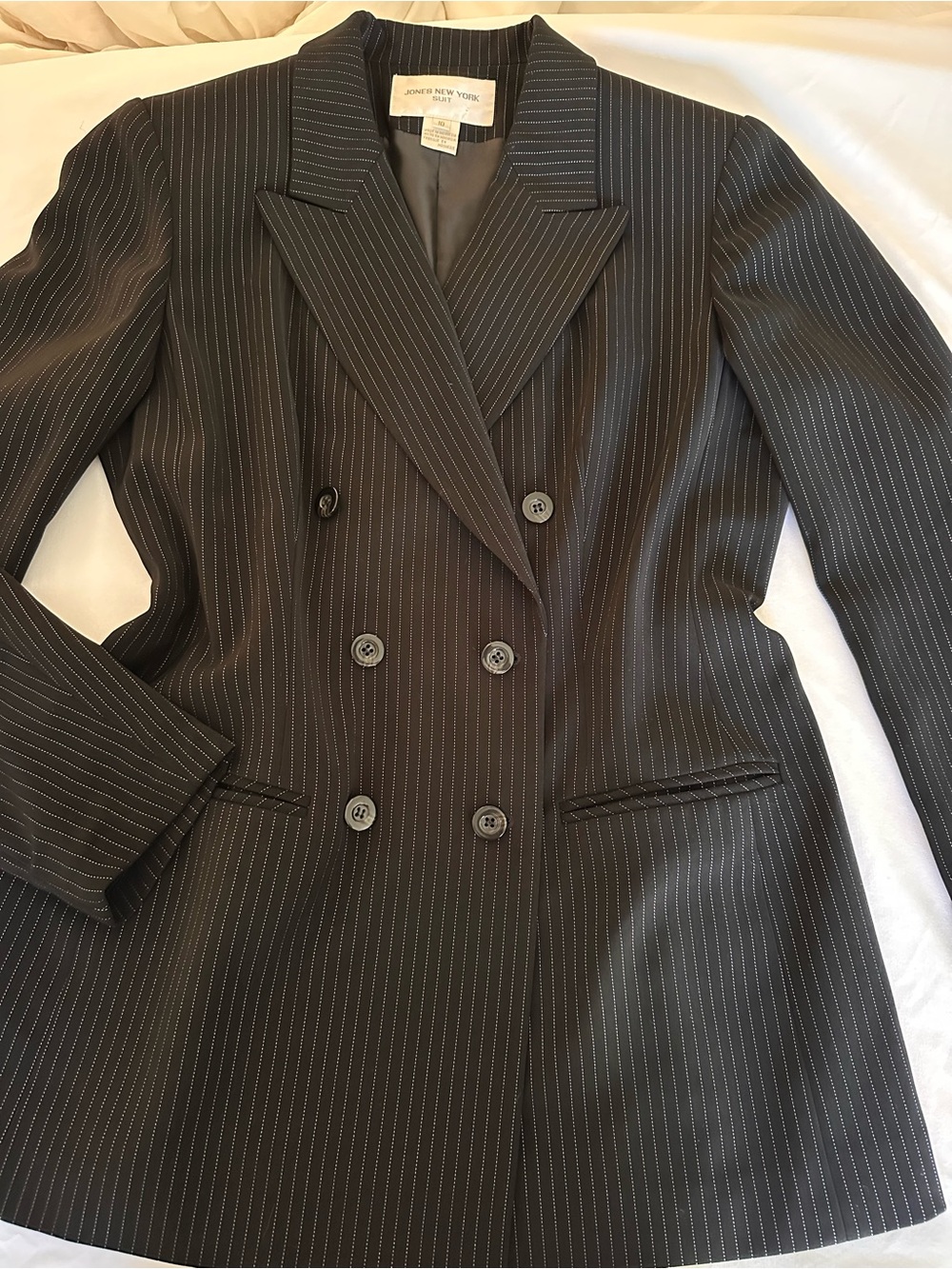 Jones New York Black Pinstripe Double-Breasted Blazer - Picture 2 of 4